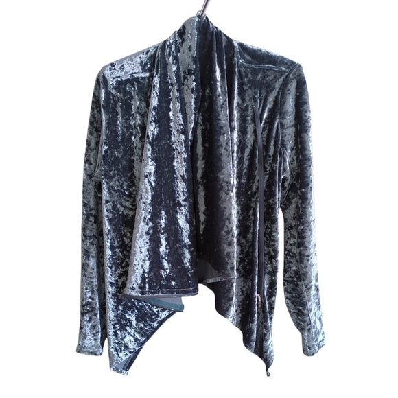 Blank NYC Crushed Velvet Moto Teal Asymmetrical Zip Front Jacket Size Small - Picture 2 of 7